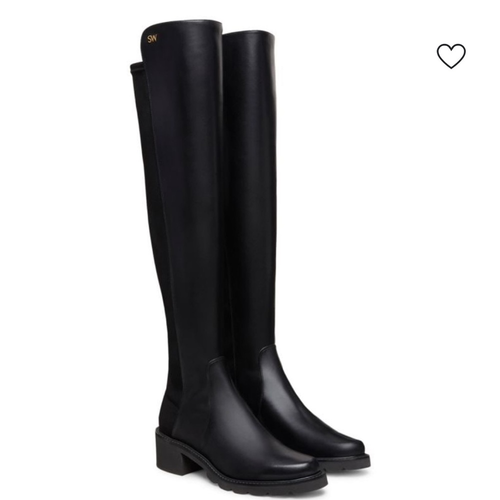 Stuart Weitzman Black Over-the-Knee Leather Riding Boots